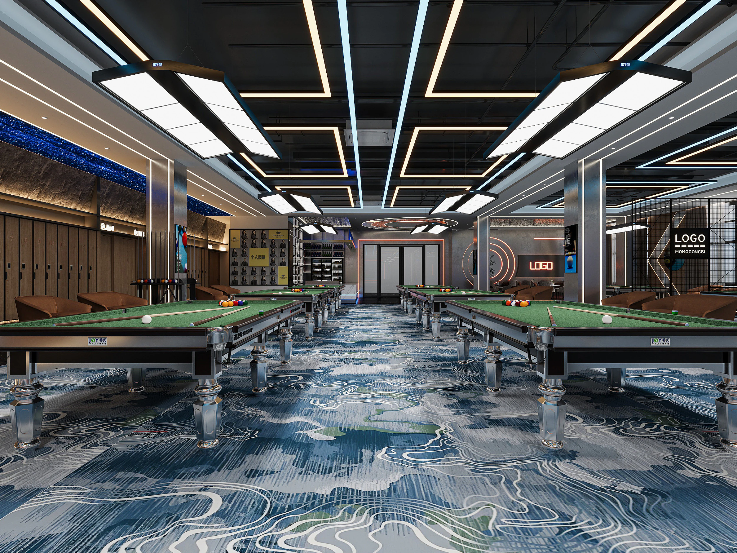 Modern billiard hall 3D Model .c4d .max .obj .3ds .fbx .stl .blend 