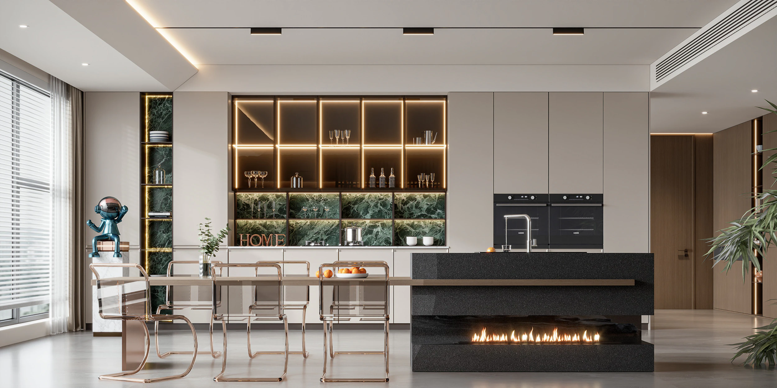 Modern dining room 3D Model .c4d .max .obj .3ds .fbx .stl .blend 