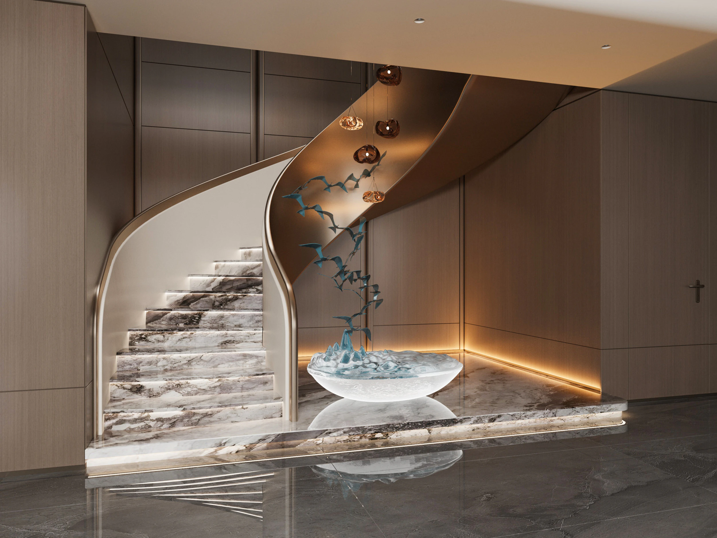 Modern living room staircase 3D Model .c4d .max .obj .3ds .fbx .stl .blend 