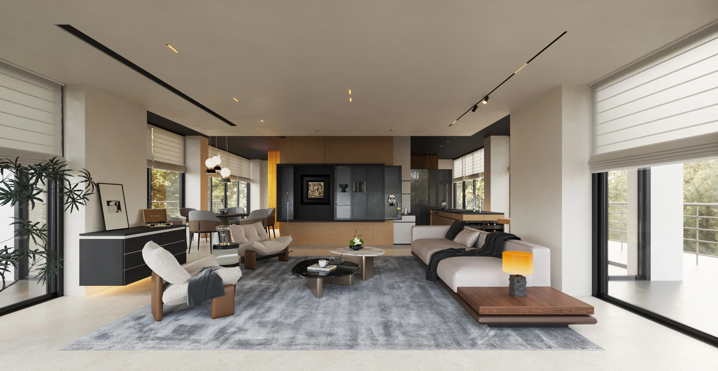 Modern living room 3D Model .c4d .max .obj .3ds .fbx .stl .blend 