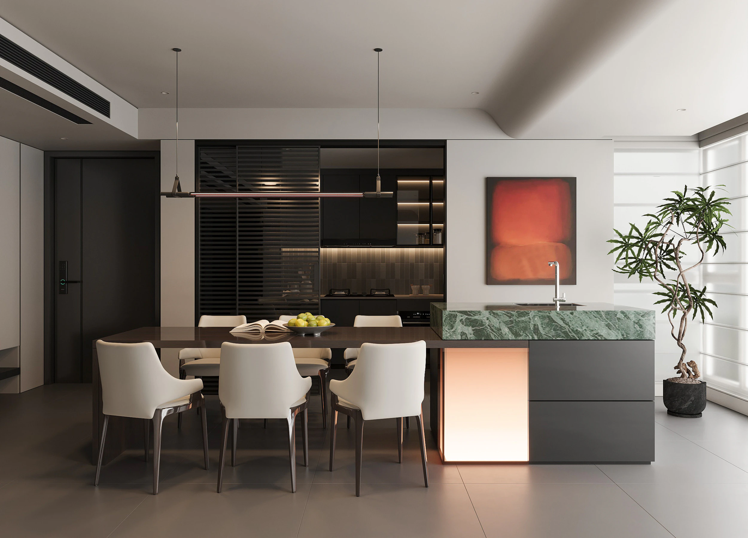 Modern dining room 3D Model .c4d .max .obj .3ds .fbx .stl .blend 