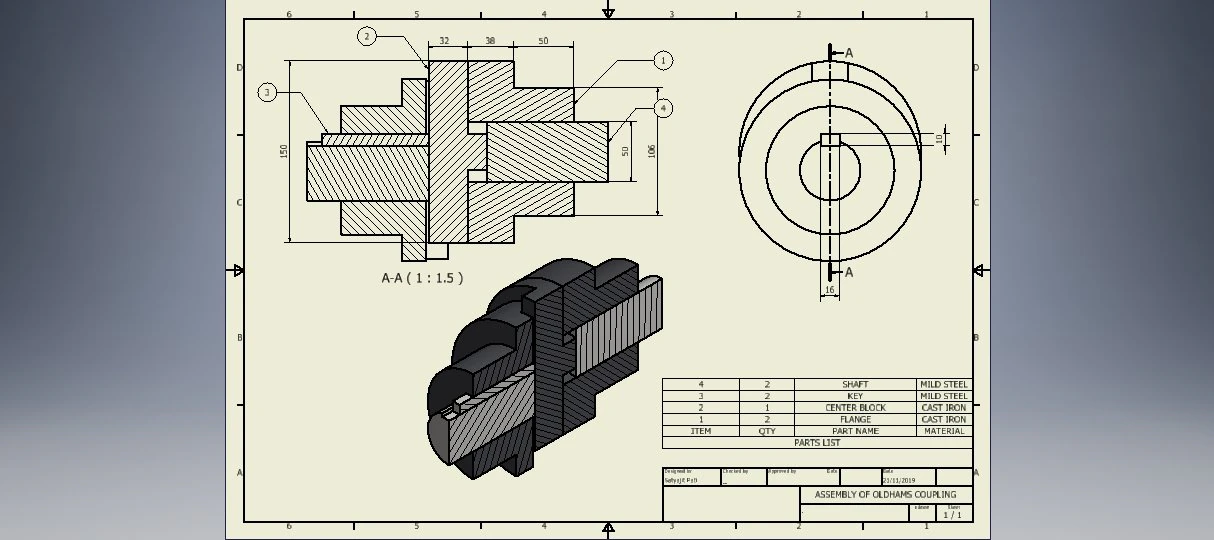 oldham coupling 3D Model .c4d .max .obj .3ds .fbx .stl .blend 