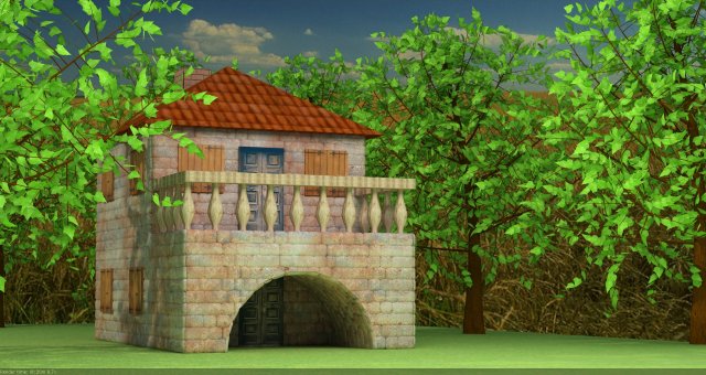 duplex old stone house 3D Model .c4d .max .obj .3ds .fbx .stl .blend 