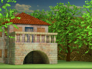 duplex old stone house 3D Model