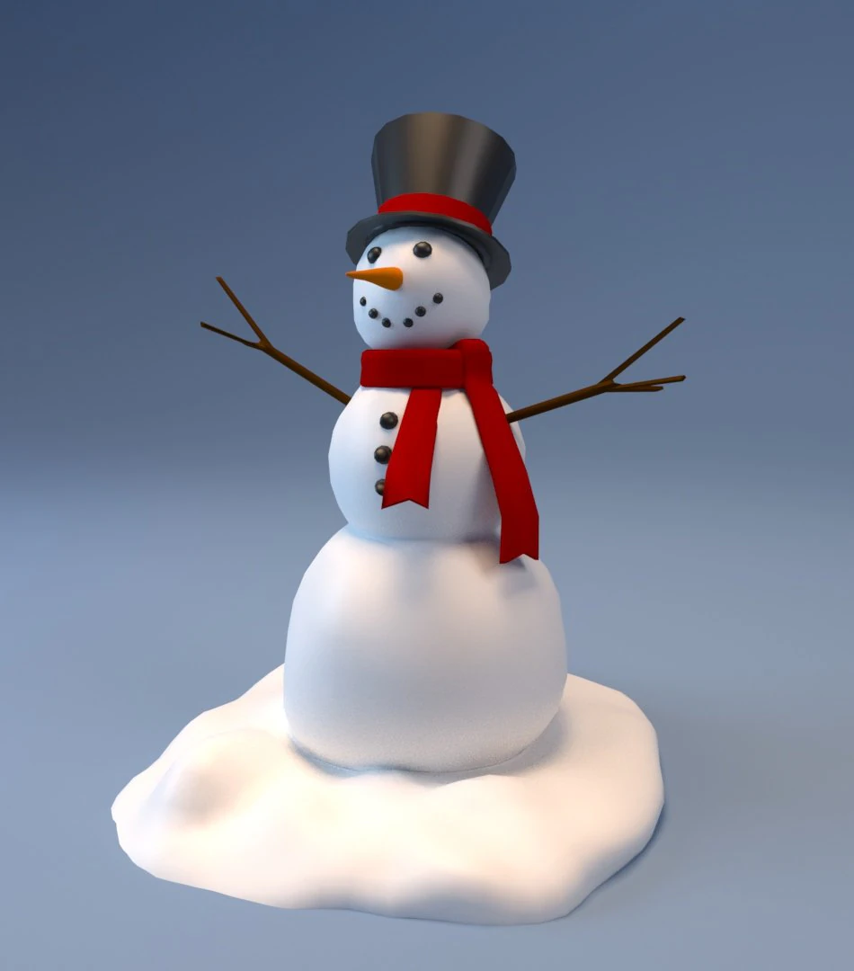 boneco de neve low poly - jogo pronto Modelo 3D .c4d .max .obj .3ds .fbx .stl .blend