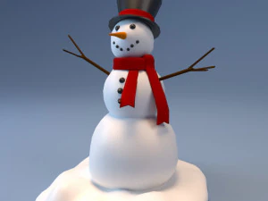 low poly snowman - game ready 3D Model