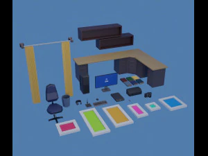 freelancer working room models set 3D Model