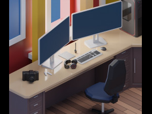 freelancer working room models set 3D Model