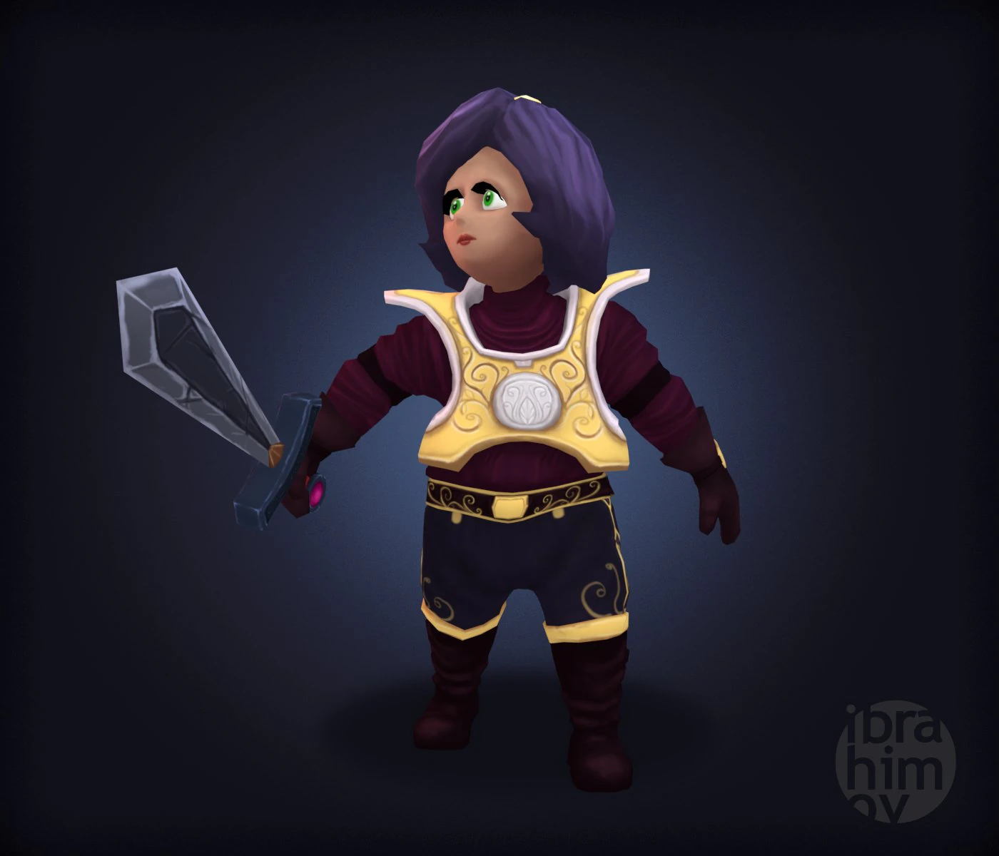 fantasy cartoon girl warrior low-poly 3D Model .c4d .max .obj .3ds .fbx .stl .blend 