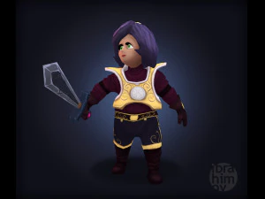 фентезі мультфільм дівчина воїн low-poly 3D Модель