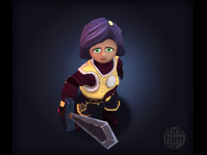 fantasy cartoon girl warrior low-poly 3D Model