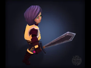 fantasy cartoon girl warrior low-poly 3D Model