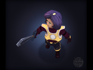 fantasy cartoon girl warrior low-poly Modèle 3D