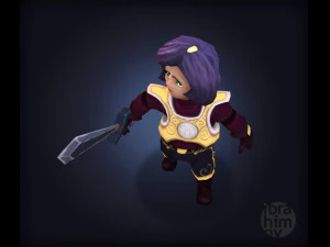 fantasy cartoon girl warrior low-poly 3D Model