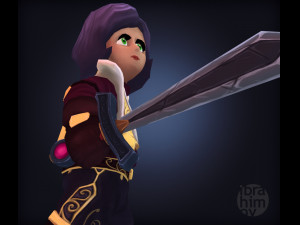 fantasy cartoon girl warrior low-poly Modèle 3D