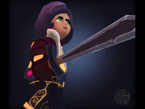 fantasy cartoon girl warrior low-poly 3D Model