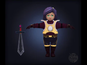 fantasy cartoon girl warrior low-poly 3D Model