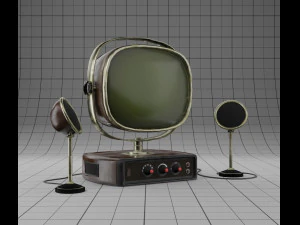 様式化されたビンテージ テレビ セット (スピーカー付き) 3Dモデル