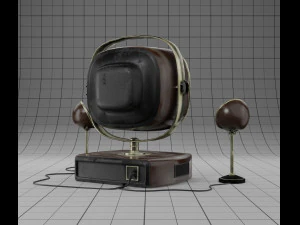 aparelho de TV vintage estilizado com alto-falantes Modelo 3D