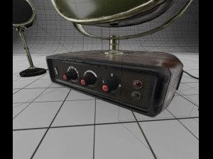 aparelho de TV vintage estilizado com alto-falantes Modelo 3D