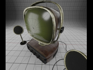 stylized vintage tv set with speakers 3D Модель