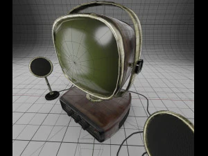 aparelho de TV vintage estilizado com alto-falantes Modelo 3D