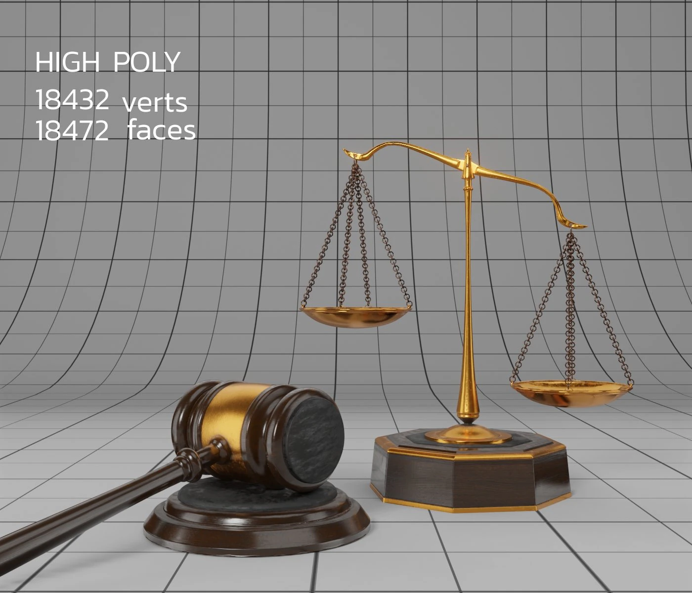 lawyer libra and hammer 3D Model .c4d .max .obj .3ds .fbx .stl .blend 