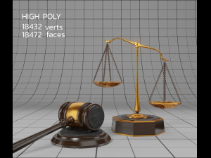 lawyer libra and hammer 3D Model