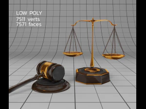 lawyer libra and hammer 3D Model