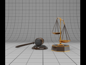 lawyer libra and hammer 3D 模型