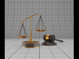 lawyer libra and hammer 3D 模型