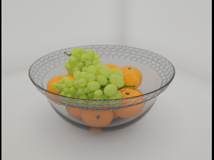 vase glass heart with frutias 3D 模型