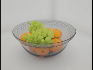 vase glass heart with frutias 3D Model