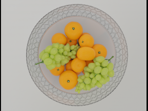 vase glass heart with frutias 3D 模型