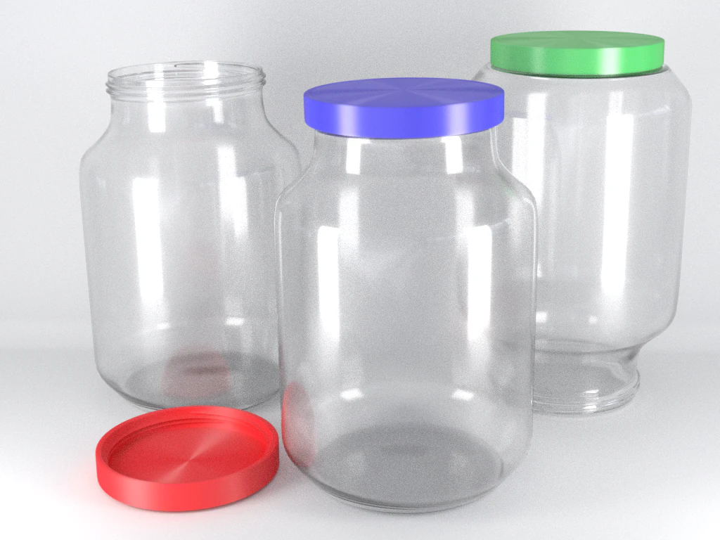 3 jars and cover 3D Model .c4d .max .obj .3ds .fbx .stl .blend 