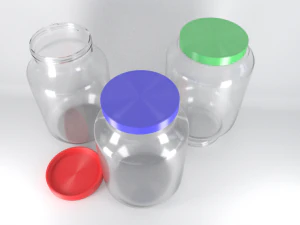 3 jars and cover 3D Model