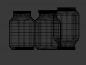 3 jars and cover 3D Model