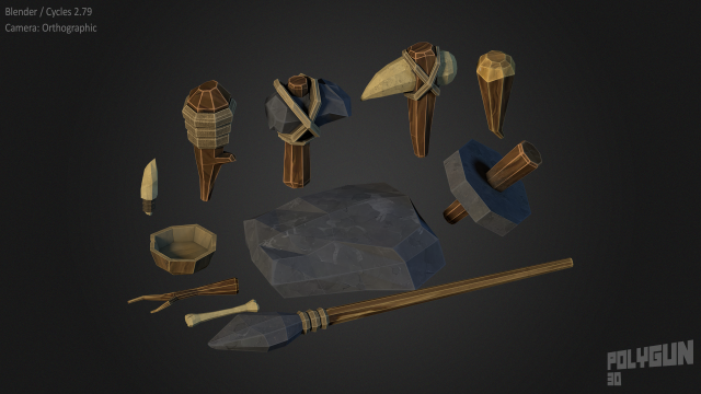 stone age asset 3D Model .c4d .max .obj .3ds .fbx .stl .blend 