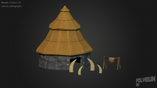 stone age house 3D Модель .c4d .max .obj .3ds .fbx .stl .blend 