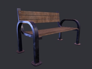 wooden street bench 3Dモデル