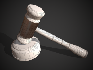 judge hammer golden-wood Modello 3D