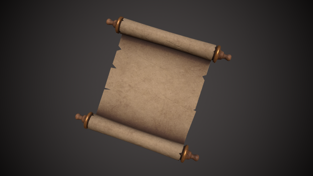 Old Paper Scroll 3D Model .c4d .max .obj .3ds .fbx .stl .blend 