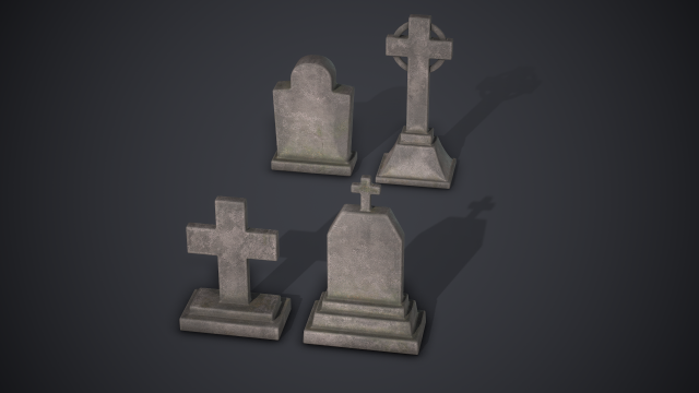 Gravestones Old Tombstones 3D Модель .c4d .max .obj .3ds .fbx .stl .blend 