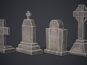 Gravestones Old Tombstones 3D Модель