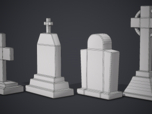 Gravestones Old Tombstones 3D Модель