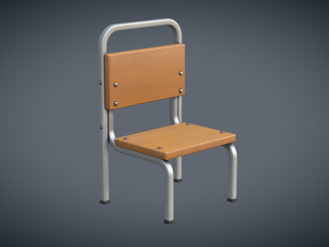 School Desk and Chair 3D Model