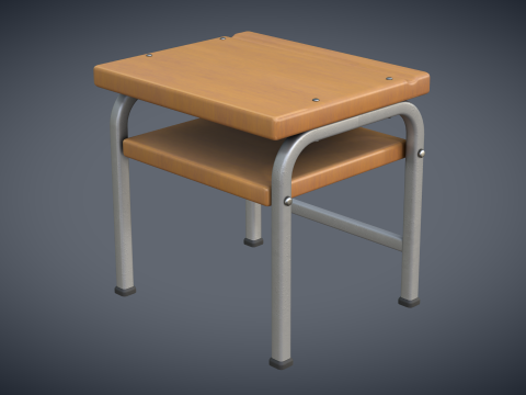 School Desk and Chair 3D Model