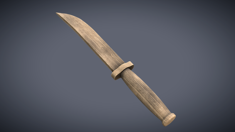 Wooden Knife 3Dモデル .c4d .max .obj .3ds .fbx .stl .blend