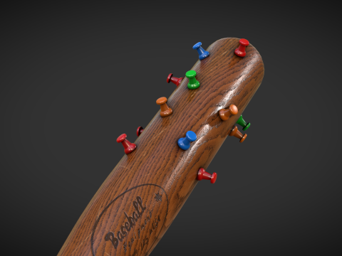 Baseball Bat with Pins Modelo 3D