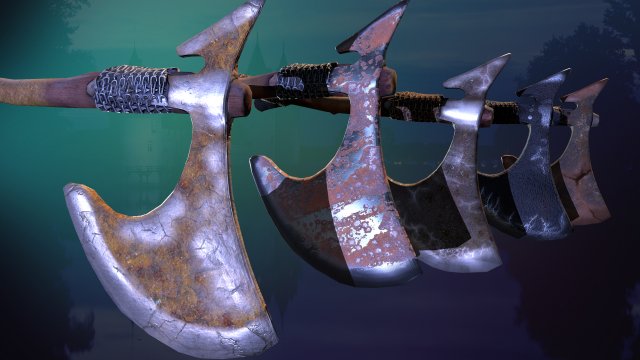 five old axes 3D Model .c4d .max .obj .3ds .fbx .stl .blend 